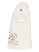 T-shirt per bambino Moncler Enfant bianca con stampa logo sul davanti - Rubino Kids
