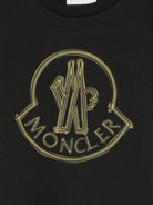 T-shirt per bambino Moncler Enfant nera con logo centrale - Rubino Kids
