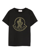 T-shirt per bambino Moncler Enfant nera con logo centrale - Rubino Kids