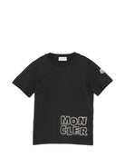 T-shirt per bambino Moncler Enfant nera con stampa logo - Rubino Kids