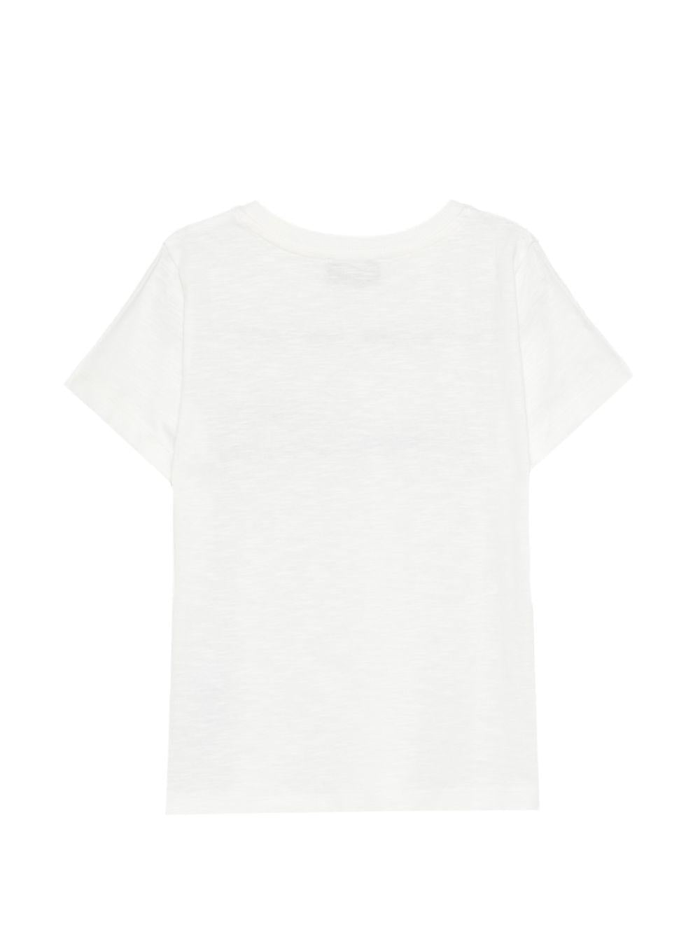 T-shirt per bambino Moschino Kids bianca con logo sul davanti - Rubino Kids