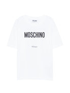 T-shirt per bambino Moschino Kids bianca con stampa logo - Rubino Kids