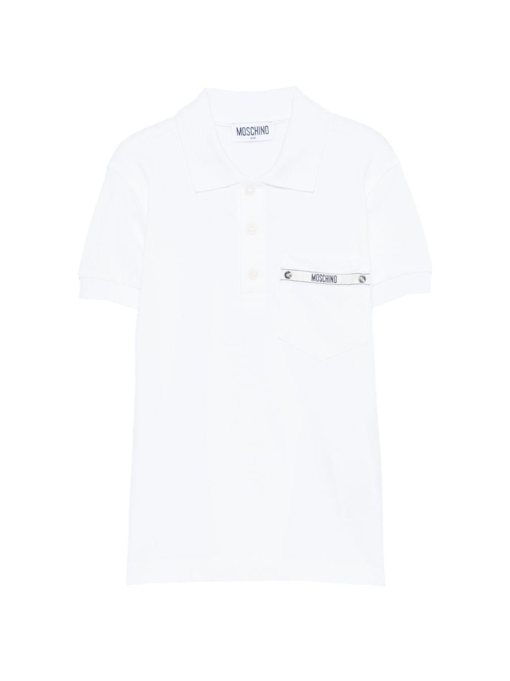 T-shirt per bambino Moschino Kids bianca con taschino - Rubino Kids