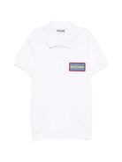 T-shirt per bambino Moschino Kids bianco con colletto stile polo - Rubino Kids