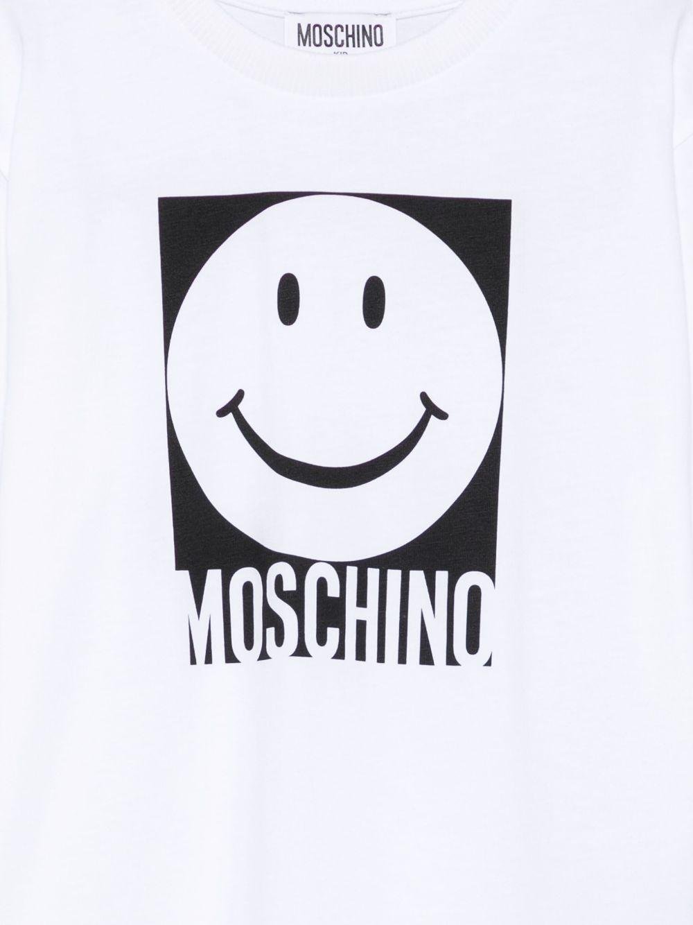T-shirt per bambino Moschino Kids bianco con motivo smiley - Rubino Kids