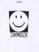T-shirt per bambino Moschino Kids bianco con motivo smiley - Rubino Kids