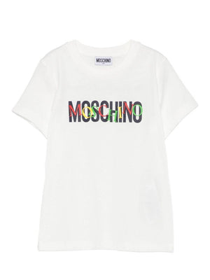 T-shirt per bambino Moschino Kids bianco con stampa grafica