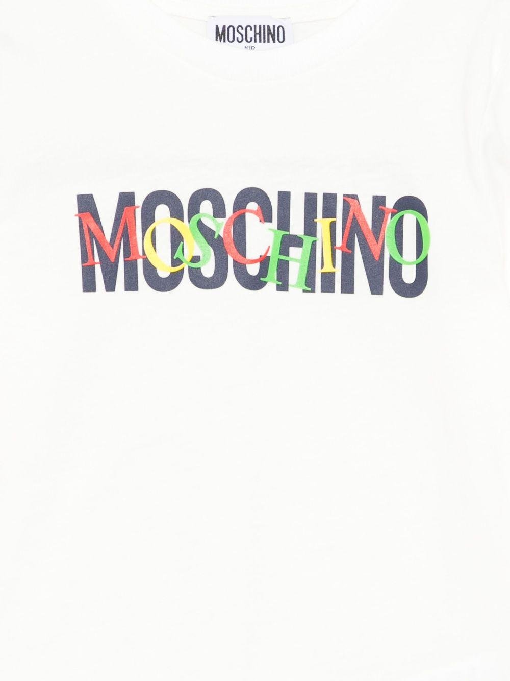 T-shirt per bambino Moschino Kids bianco con stampa logo - Rubino Kids