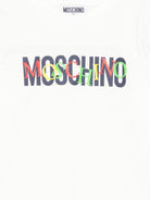 T-shirt per bambino Moschino Kids bianco con stampa logo - Rubino Kids