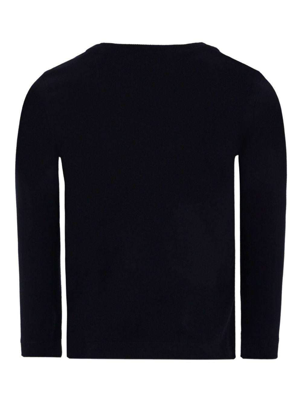 T-shirt per bambino Moschino Kids nero a maniche lunghe con stampa teddy - Rubino Kids