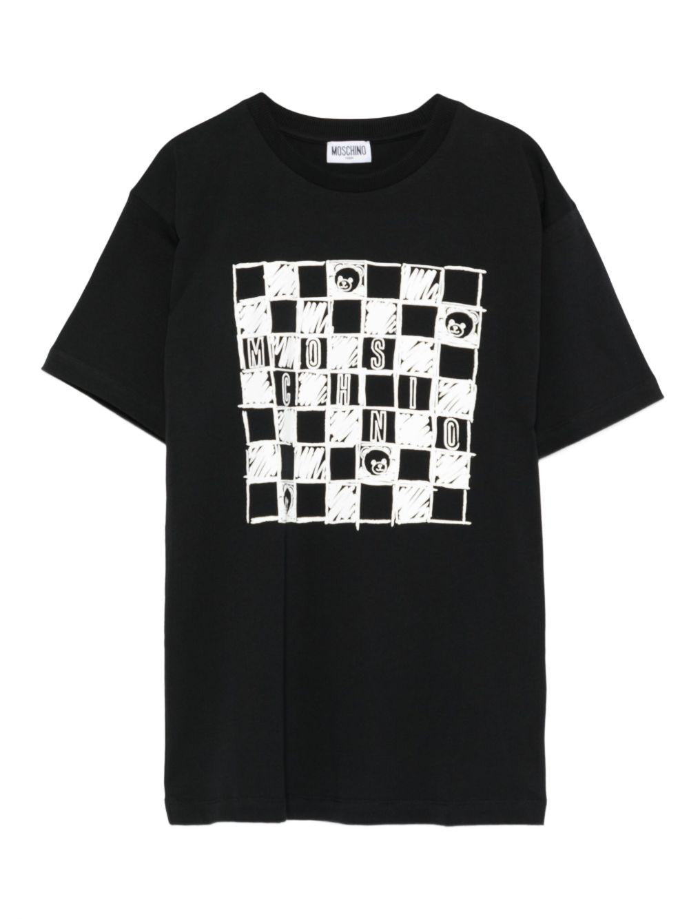 Moschino Kids black cotton T-shirt with MOSCHINO KIDS logo