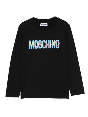 Moschino Kids black T-shirt with logo print for boys