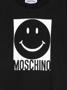 T-shirt per bambino Moschino Kids nero con stampa smiley - Rubino Kids
