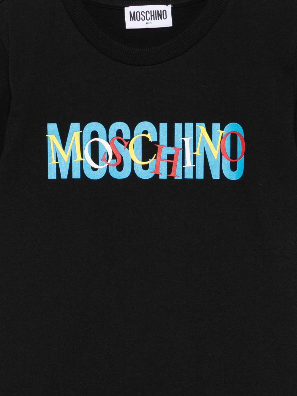 T-shirt per bambino Moschino Kids nero in cotone con logo - Rubino Kids