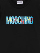 T-shirt per bambino Moschino Kids nero in cotone con logo - Rubino Kids