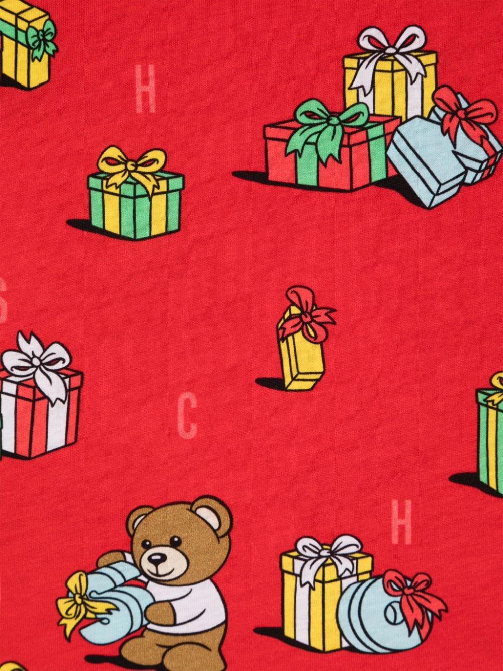 T-shirt per bambino Moschino Kids rosso con motivo Teddy Bear - Rubino Kids