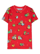 T-shirt per bambino Moschino Kids rosso con motivo Teddy Bear - Rubino Kids