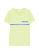 T-shirt per bambino Moschino Kids verde con logo sul davanti - Rubino Kids