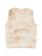 T-shirt per bambino MSGM Kids beige con fantasia tie - dye - Rubino Kids