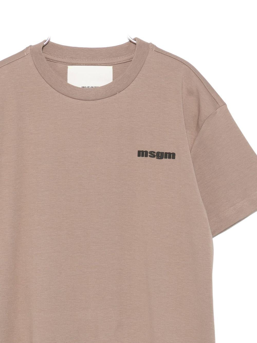 T-shirt per bambino MSGM Kids beige con logo sul davanti - Rubino Kids