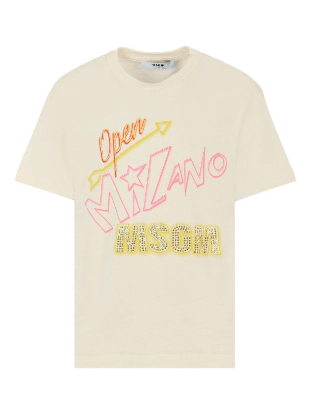 T-shirt per bambino MSGM Kids beige con stampa grafica - Rubino Kids