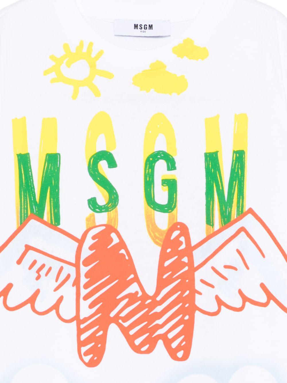T-shirt per bambino MSGM Kids bianca con stampa grafica - Rubino Kids