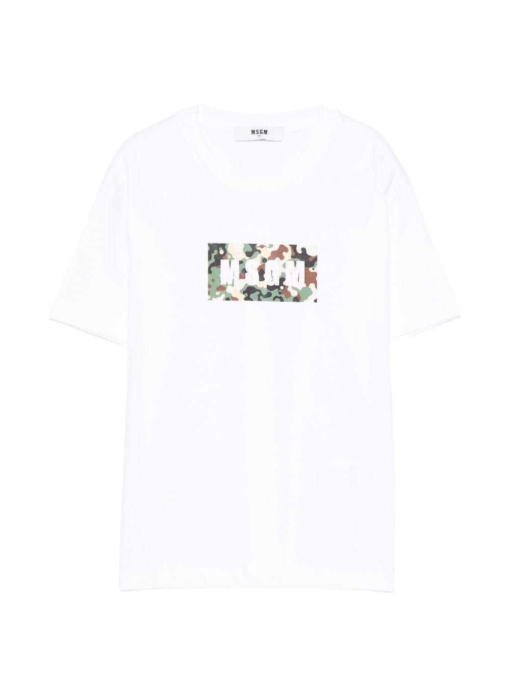 T-shirt per bambino MSGM Kids bianca con stampa grafica - Rubino Kids