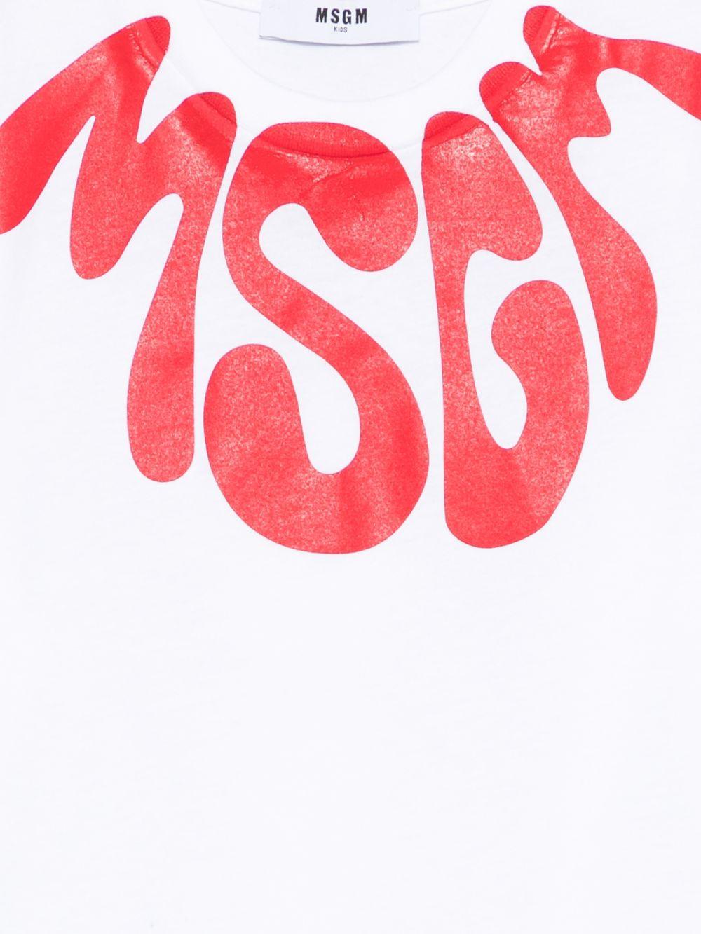 T-shirt per bambino MSGM Kids bianca con stampa grafica - Rubino Kids