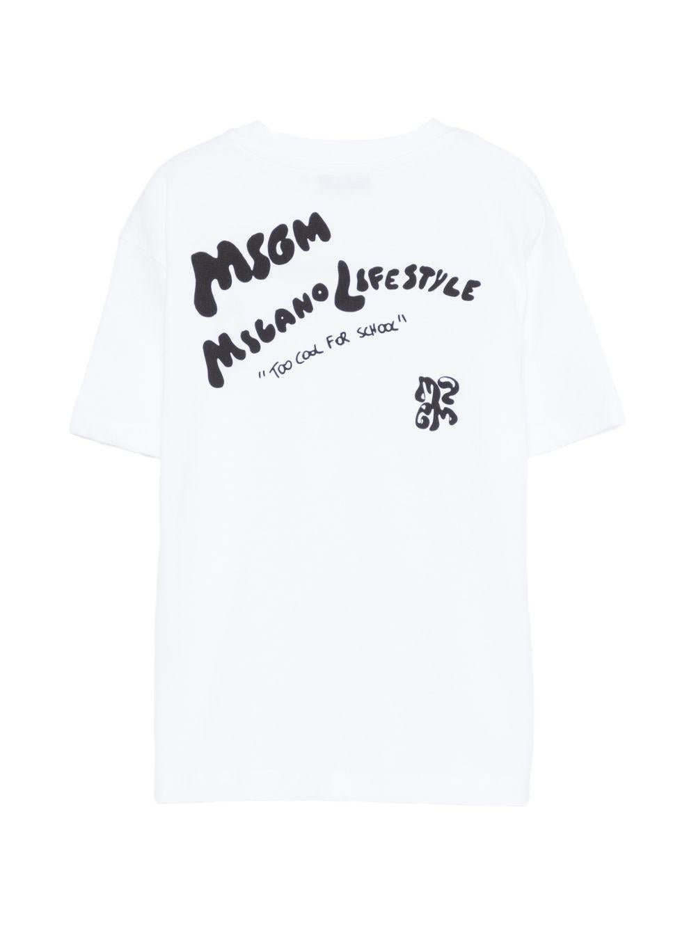 T-shirt per bambino MSGM Kids bianca con stampa grafica - Rubino Kids