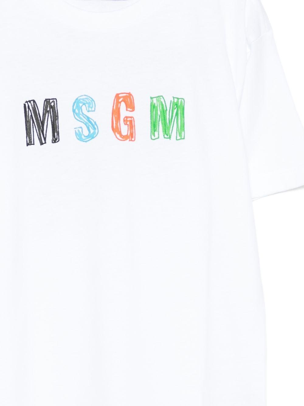 T-shirt per bambino MSGM Kids bianca con stampa grafica - Rubino Kids