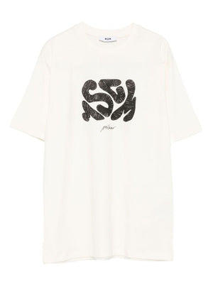 T-shirt per bambino MSGM Kids bianco con stampa grafica
