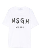 T-shirt per bambino MSGM Kids bianco con stampa logo - Rubino Kids