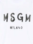 T-shirt per bambino MSGM Kids bianco con stampa logo - Rubino Kids