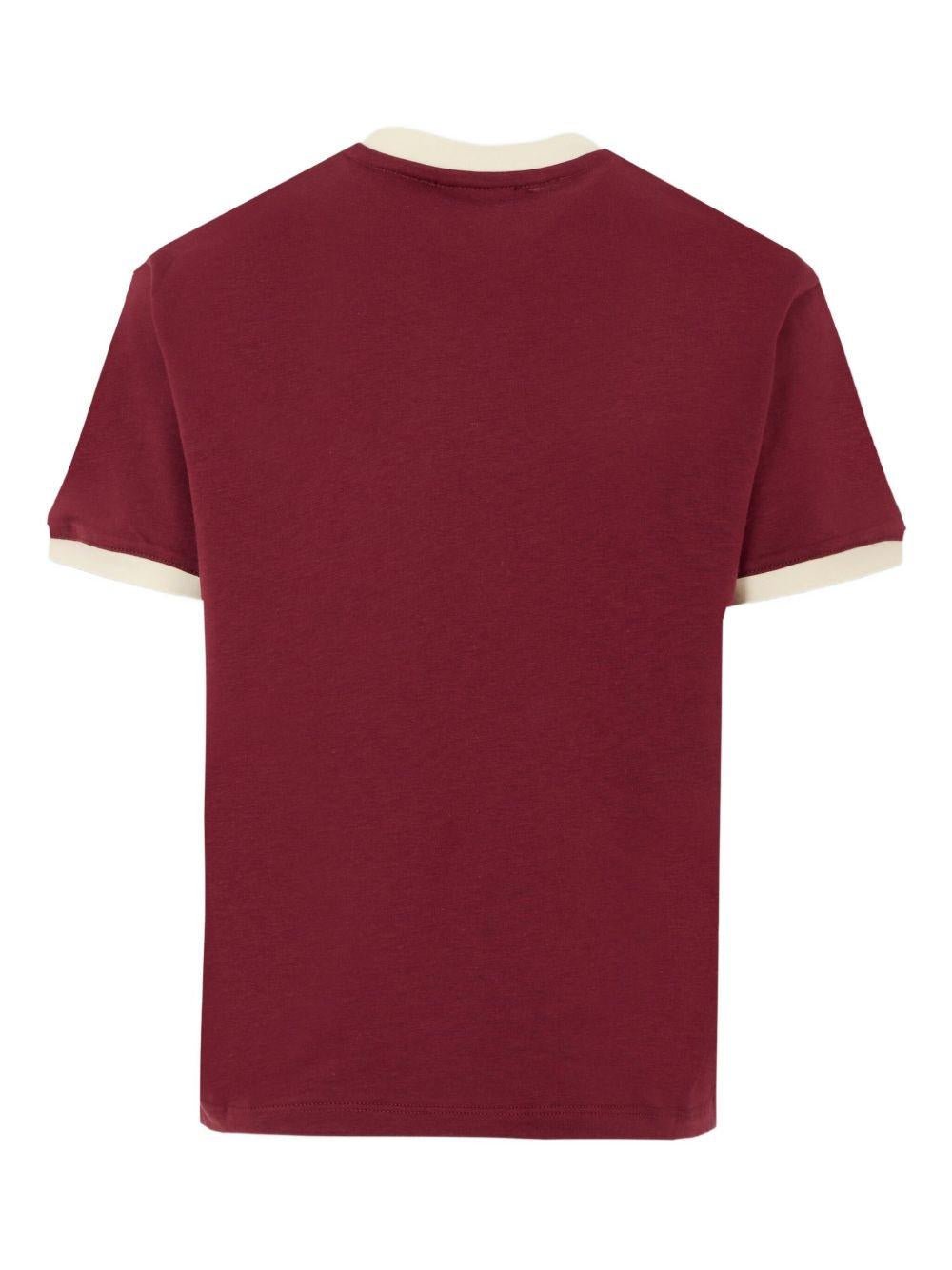 T-shirt per bambino MSGM Kids bordeaux con bordo a contrasto - Rubino Kids