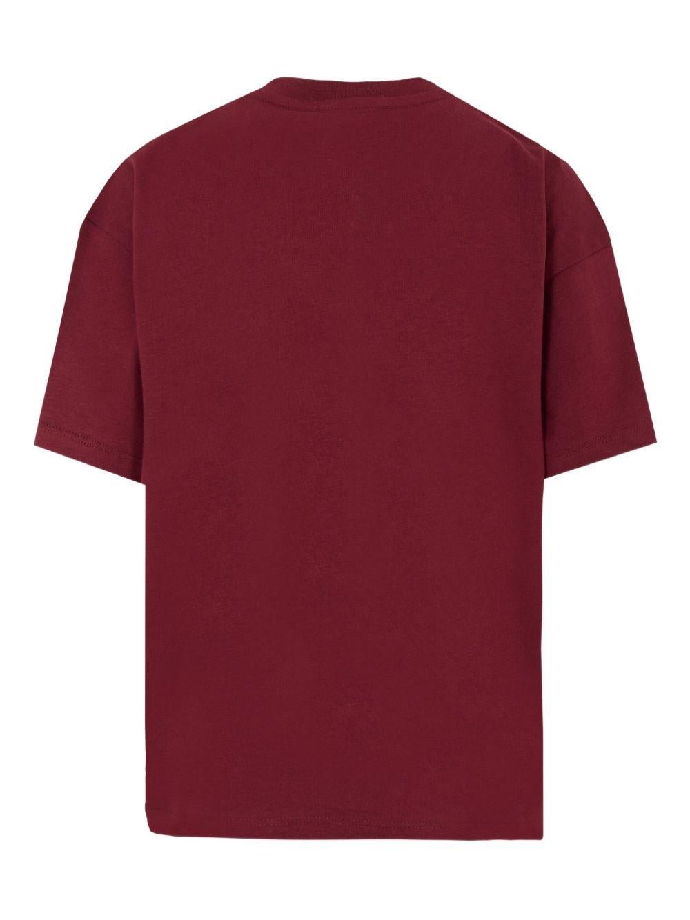 T-shirt per bambino MSGM Kids bordeaux con stampa grafica gatto - Rubino Kids
