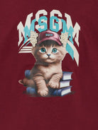 T-shirt per bambino MSGM Kids bordeaux con stampa grafica gatto - Rubino Kids