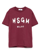 T-shirt per bambino MSGM Kids borgogna con stampa logo - Rubino Kids