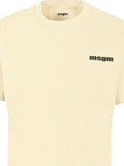 T-shirt per bambino MSGM Kids giallo chiaro con stampa logo - Rubino Kids