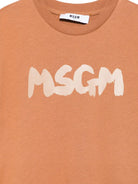 T-shirt per bambino MSGM Kids marrone con stampa del logo - Rubino Kids