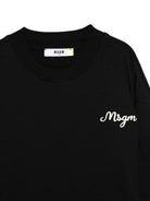 T-shirt per bambino MSGM Kids nera con logo ricamato - Rubino Kids