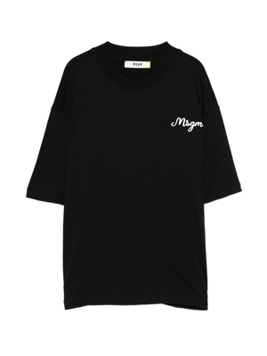T-shirt per bambino MSGM Kids nera con logo ricamato