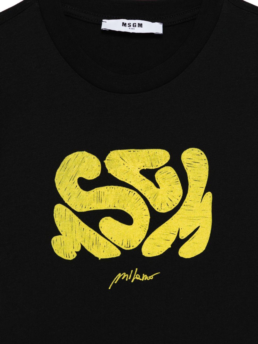 T-shirt per bambino MSGM Kids nera con stampa astratta - Rubino Kids