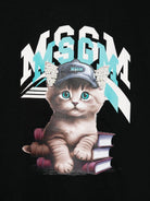 T-shirt per bambino MSGM Kids nera con stampa gatto - Rubino Kids