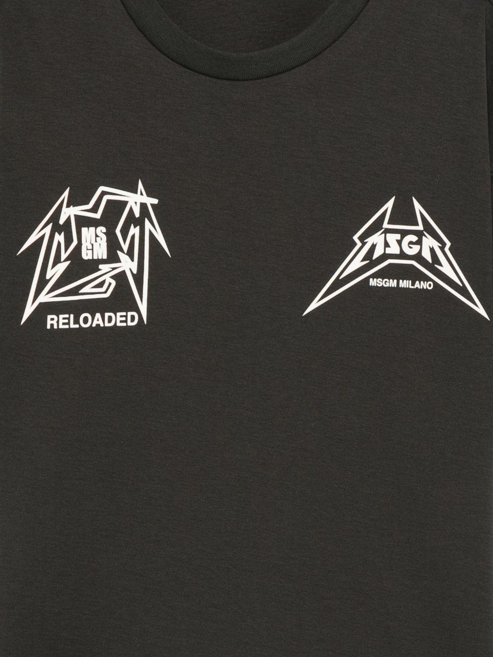 T-shirt per bambino MSGM Kids nera con stampa grafica sul davanti - Rubino Kids