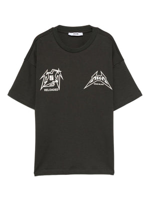 MSGM Kids black T-shirt with graphic print on the front