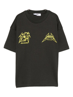 MSGM Kids black T-shirt with graphic print