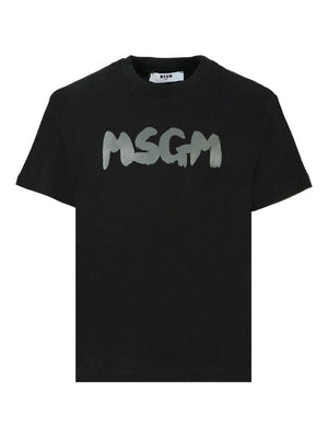 T-shirt per bambino MSGM Kids nero con stampa logo