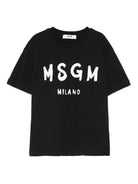 T-shirt per bambino MSGM Kids nero con stampa logo - Rubino Kids