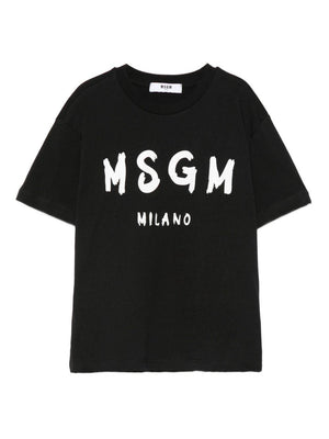 T-shirt per bambino MSGM Kids nero con stampa logo