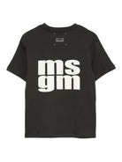 T-shirt per bambino MSGM Kids nero con stampa logo - Rubino Kids